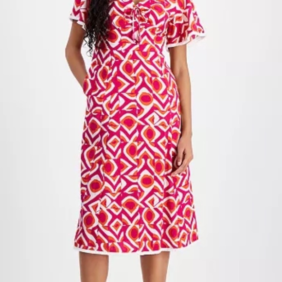 Tahari Petite Printed Midi Dress NWT 8P - Picture 2 of 3